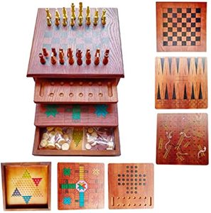 lot 16593 image: ZCQS 12.6x12.6x5.9 10 in 1 Travel Chess Set