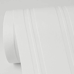 lot 21358 image: 21 Inch Wide Roll Of White Striped Textured Wallpaper