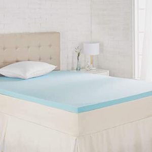lot 21363 image: Amazon Basics Cooling Gel Infused Memory Foam Mattress Topper, Queen
