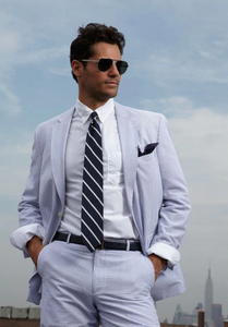 lot 16598 image: Palm Beach Baxter HL Stripe Dress Shirt NavyWhite 38L32W