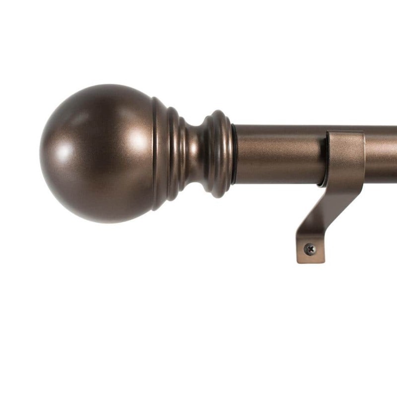 lot 8514 image: Decopolitan 1-Inch Ball Telescoping Curtain Rod Set, 36 to 72-Inch, Bronze