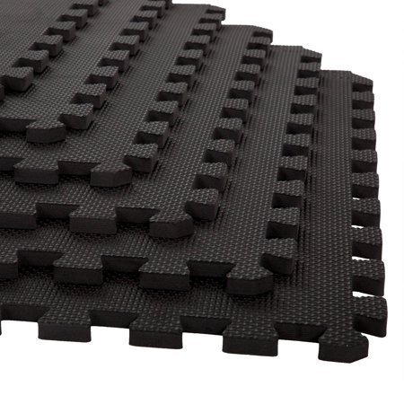 lot 4159 image: Stalwart Interlocking EVA Foam Mat Floor Tiles, 3 pieces (3 missing), Black