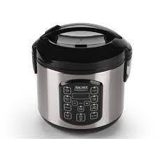 lot 8721 image: Aroma Arc-954SBD 8 Cup Cooked Digital Rice Cooker, Multicooker Food Steamer - dented see pic