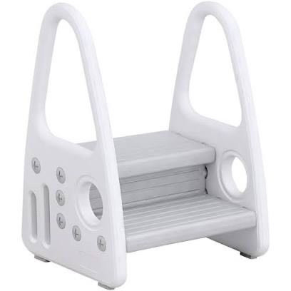 lot 7363 image: Wiifo Toddler Step Stool, Kids Two Step Stool for Bathroom Sink, Toilet Potty Training, Kitchen Counter, Children Step Up Learning Helper with Safety Handles