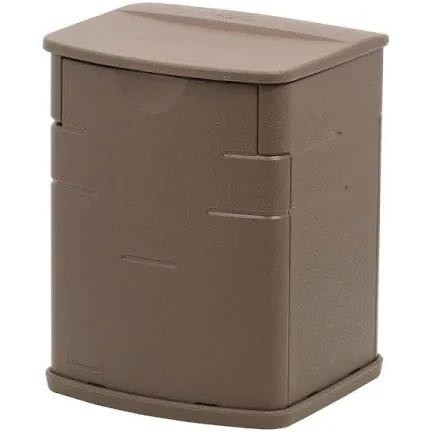 lot 7491 image: rubbermaid mini resin weather resistant outdoor garden storage deck box mocha