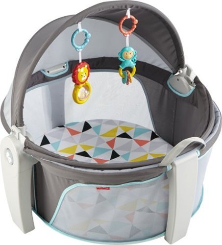 lot 7164 image: Fisher-Price - On-the-Go Baby Dome - GrayWhiteYellowBlueOrangeBlack