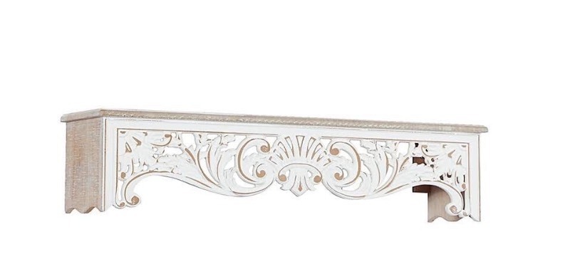 lot 7239 image: 24 inch Wood Vintage Wall Shelve in BrownWhite