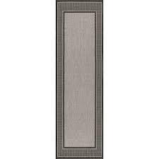 lot 6769 image: Machine Made Gris Gray 2 ft. x 10 ft. Indoor Outdoor Runner Rug