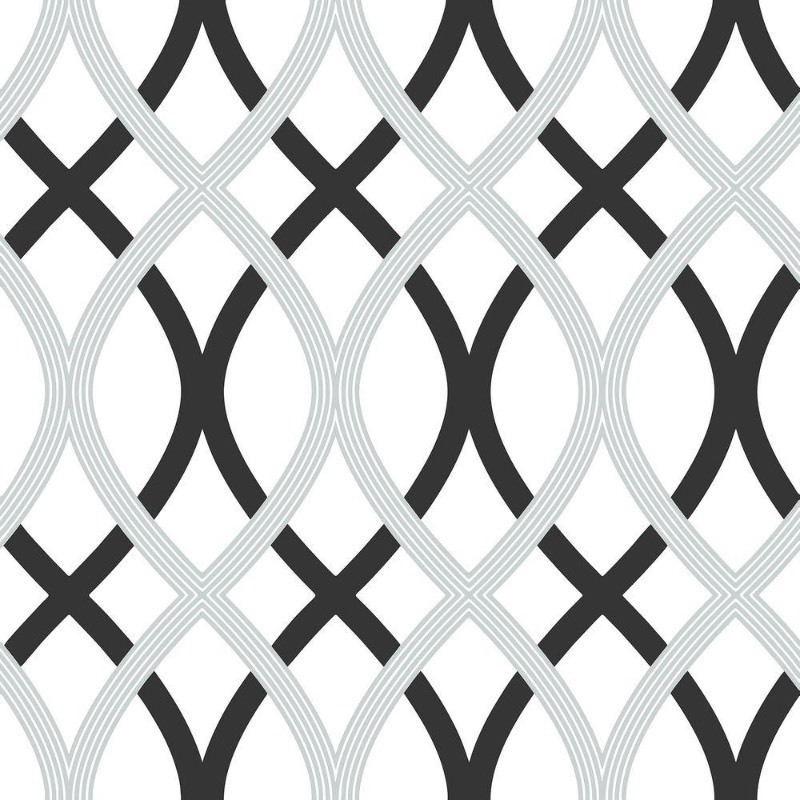 lot 6329 image: NuWallpaper Black and Silver Lattice Peel & Stick Wallpaper