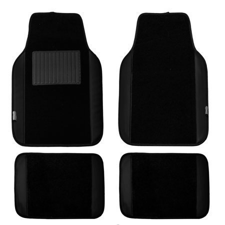lot 6223 image: FH Group Black Universal Fit Carpet Floor Mats with Faux Leather for Cars, coupes, Small suvs F14408BLACK