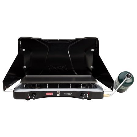 lot 6254 image: Coleman Triton 2 Burner Propane Camping Stove with Manual Ignitor