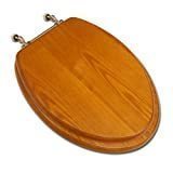 lot 3358 image: Comfort Seats Decorative Wood Elongated Toilet Seat
