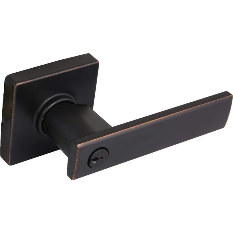 lot 8968 image: Defiant Westwood Aged Bronze Keyed Entry Door Handle with Square Rose