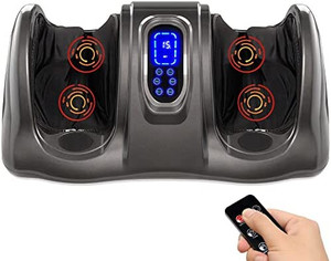 lot 41472 image: Best Choice Products Therapeutic Shiatsu Foot Massager Kneading and Rolling for Foot, Ankle, Nerve Pain w Handle, High Intensity Rollers, Remote Control, LCD Screen, 3 Massage Modes - Gray