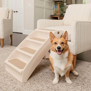 lot 41481 image: PetSafe CozyUp Folding Pet Step, Lightweight and Easy to Carry, No-Slip Access, Tan 20 in