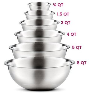 lot 41533 image: Finedine Polished Mirror Finish Nesting 6 Piece Stainless Steel Mixing Bowl Set