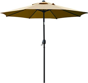lot 41712 image: CASTLECREEK 9 Two-Tone Deluxe Market Patio Umbrella, KhakiBlack