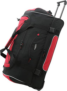 lot 41719 image: Adventure Travelers Club duffel bag (Red & Black)  (Damage shown)