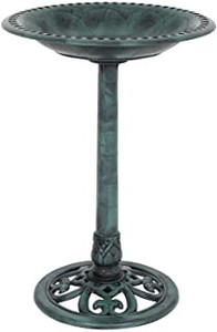 lot 41724 image: Tonahutu 28 Inch Bird Bath for Outdoor with Bird Decoration Lightweight Garden Antique Birdbath Vintage Yard Statue Backyard Bird Bath, black -not exact stock photo