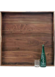 lot 41726 image: MAGIGO 30 x 30 Inches Extra Large Square Black Walnut Wood Ottoman Tray with Handles, Serve Tea, Coffee Classic 2.5 Feet Wooden Decorative Serving Tray