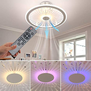 lot 41731 image: XIYUN Ceiling Fan with Lights, Remote Control 3 color temperatures,Dimming,3 Gear Wind Speed Invisible fan light Enclosed Low Profile Fan, Ceiling Light with Fan RGB atmosphere with lights 35W 17.7in