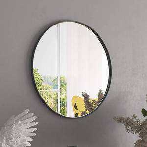 lot 41736 image: Black Round Bathroom Mirrors - 24X24 Metal Frame Circular Wall Mirror