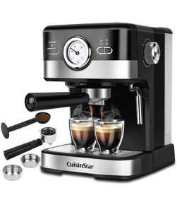 lot 41755 image: Cuisinstar Espresso MachineExpresso Maker Machine With Milk Frother Wand Combo -1100 W Fast Heating Coffee Maker with 1.5L Removable Water Tank For Espresso Latte Cappuccino Macchiato