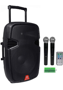 lot 41763 image: Rockville RAM15BT 15 Portable Rechargeable 800W Home Speaker w2 Mics, Bluetooth- (Retails $275)