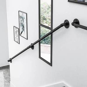 lot 41770 image: Staircase Handrails Grab Bar Kit, 6.6ft Stair Steps Black Metal Railing Non-Slip Industrial Galvanized Steel Steel Rail Wall Support Hand Railings for Indoor&Outdoor -not exact stock photo