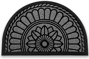 lot 41775 image: Delxo Semi Circle Door Mat, 24 x 36 Half Round Low-Profile, Heavy Duty Indoor & Outdoor & Welcome Mat for Front Door, Back Door, Front Porch, Back Porch, Entrance, Garage (Grey) - (May not be exact stock photo)