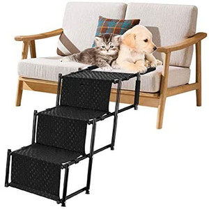 lot 41799 image: Upgraded Pet Dog Car Step Stairs, Accordion Metal Frame Folding Pet Ramp for Indoor Outdoor Use, Lightweight Portable Auto Large Dog and Cat Ladder for Cars, Trucks and SUVs Cargo, Couch and High Bed