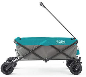 lot 41810 image: Creative Outdoor Collapsible Folding Wagon Cart for Cargo  All Terrain  Beach Park Garden Sports & Camping  Tealbright green - not exact stock photo