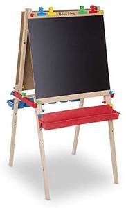 lot 41829 image: Melissa & Doug Deluxe Standing Art Easel - Dry-Erase Board, Chalkboard, Paper Roller