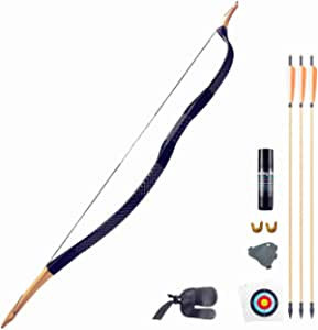 lot 41835 image: KAINOKAI Traditional Handmade Longbow Horsebow, Hunting Recurve Archery Bow, Recurve Bow Set