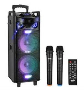 lot 41994 image: Monkey trolly speaker with wheels( right handle is broken)