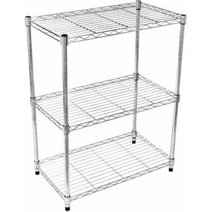 lot 41999 image: Simple Deluxe 3-Shelf Shelving with Wheels Steel Organizer 23Wx13Dx30H Chrome
