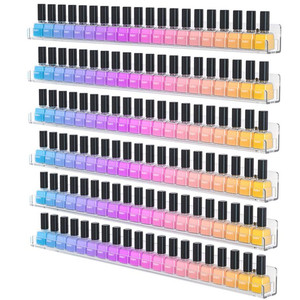 lot 42035 image: NIUBEE 24 Inches Nail Polish Rack Wall Mounted Shelf with Removable Anti-slip End Inserts, Clear Acrylic Nail Polish Organizer Display 150 Bottles