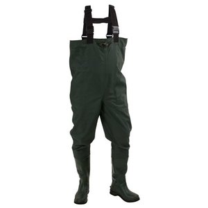 lot 42068 image: Cascades 2-ply Bootfoot PolyRubber Chest Wader Felt(hole in crotch sold as is)