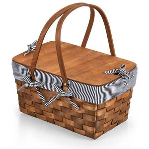 lot 42082 image: Picnic Time Kansas Handwoven Wood Picnic Basket
