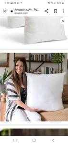 lot 42446 image: Foamily Throw Pillows Insert Set of 2 - 26 x 26 Premium Hypoallergenic Euro Sham Decorative for Bed or Couch Made in USA