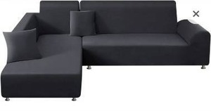 lot 42448 image: TAOCOCO Sectional Couch Covers 2pcs L-Shaped Sofa Covers Softness Furniture Slipcovers with 2pcs Pillowcases L-Type Polyester Fabric Stretch Couch Covers 3 Seater  3 Seater (Lead Grey)