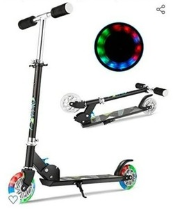 lot 43001 image: Hikole Scooter for Kids  Scooters Foldable Portable Adjustable Height Kick Scooter with 2 LED Light Up PU Flashing Wheels, Birthday Gifts for Toddlers Boys Girls Kids Age 4