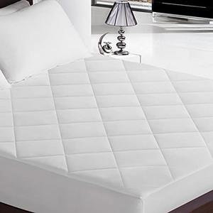 lot 43054 image: Basic Beyond Queen Size Mattress Pad Cooling Quilted Fitted Mattress Topper Stretches up 8-21 Inch Deep Pocket, Breathable Mattress Protector Cover with Down Alternative Filling