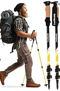 lot 43066 image: RailBuddy Trekking Poles - Adjustable Hiking Poles for Snowshoe & Backpacking Gear - Set of 2 Collapsible Walking Sticks,