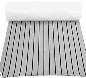 lot 43075 image: Non-Slip EVA Teak Decking Sheet for Yacht, Boat Flooring Decking Pad for RV in Bulk, Self-Adhesive Sea Deck Marine 35in x 94in x 0.24in (Light Gray)_ (Retails $110.99)