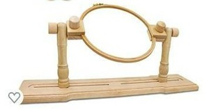 lot 43081 image: Wooden Embroidery Hoop Stand, Size Adjustable Desktop Round Rotated Embroidery Frame Holder