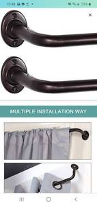 lot 45553 image: Wrap Around Single Rod Set For Window 28 to 48 Inch Blackout Room Darkening Wrap Curtain Rods Bronze, Adjustable Length, 2 Pack