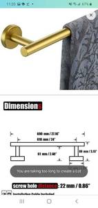 lot 45560 image: JQK Bath Towel Bar, 24 Inch Brushed Light Gold Towel Rack Bathroom, Stainless Steel Towel Holder Wall Mount, Total Length 27 Inch, TB110L24-BG