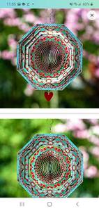 lot 45566 image: Wind Spinner Mandala Mystique 12 inches � 3D Stainless Steel � Laser Cut Metal Art Geometric Pattern - Hanging Wind Spinner, Kinetic Yard Art Decorations - IndoorOutdoor Decor