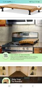 lot 45568 image: Prosumers Choice Stovetop Cover Bamboo Cutting Board  Premium, Sustainable, Expands Kitchen Space, Easy to Clean - with Adjustable Legs and Juice Grooves